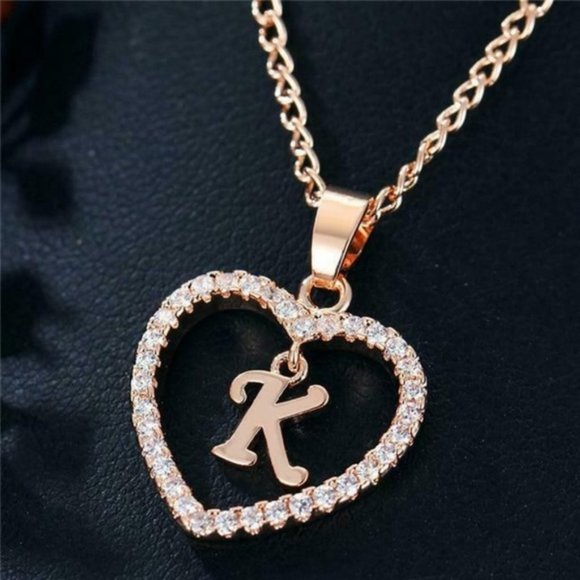Jewelry - Romantic Love Pendant Necklace Initial Letter New